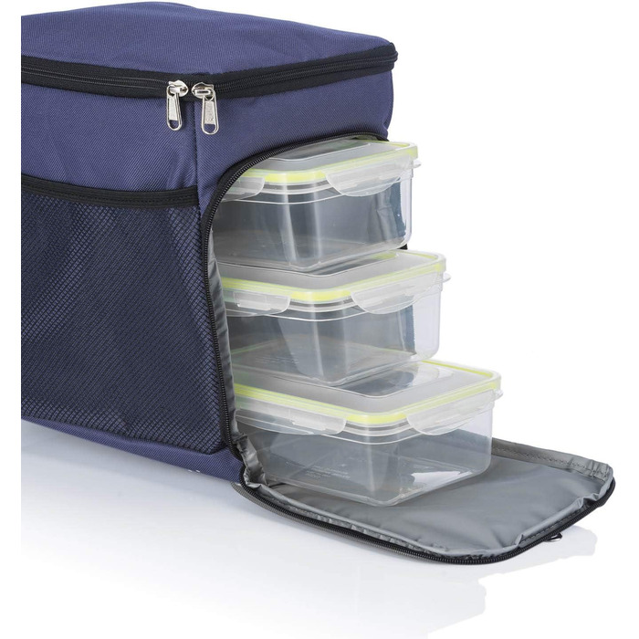 Кühlertasche Dimono® 15L: сумка-холодильник з 3 контейнерами для їжі та акумулятором холоду, блакитна