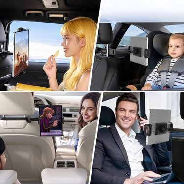 Тримач для планшета VINATO в авто, кріплення на підголівник, 360° обертання, для пристроїв 4-13 дюймів, чорний