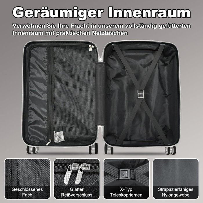 Набір валіз Joyway 6шт з TSA-замком, 4 колеса, зелений (білий), включає багатофункціональну сумку та кулькову сумку