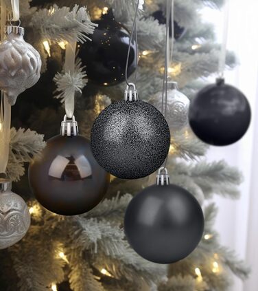 Набір прикрас на ялинку 36 шт. блакитні, ялинкові кулі, декор для ялинки, 6 см, чорний колір