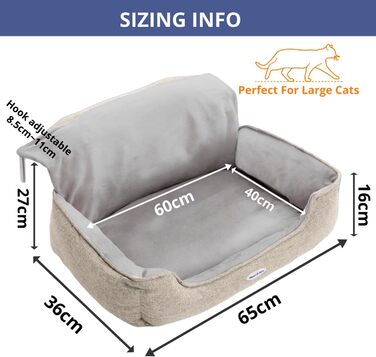 Килимок для котів на батарею Happi N Pets, лежанка-гамак для котів, бежевий, 65x36x27 см