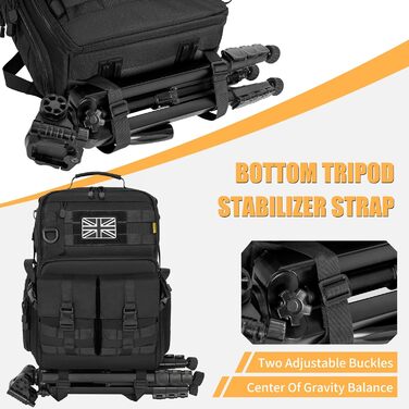 Чорний рюкзак для камери з відділенням для ноутбука 15,6 дюймів, водонепроникний, сумісний з Canon, Nikon, DJI | Знімний вкладиш, підтримка штатива