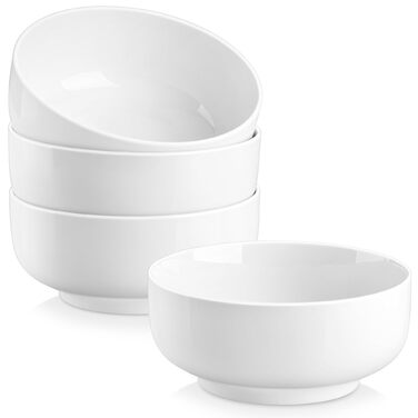 Набір з 4 великих порцелянових мисок MALACASA, 800 мл, для мюслі, супу, рамену, білий