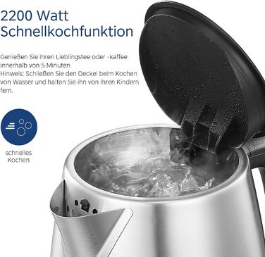 Midea 1.7L Stainless Steel Electric Kettle - Fast Boil, LED Display, 360° Base, BPA-Free