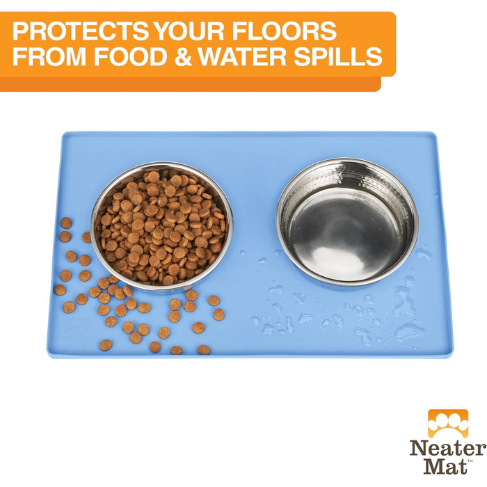 Підкладка під миску для собак та котів Neater Pet Brands, силіконова, водонепроникна, 48,3 x 30,5 см, світло-блакитна