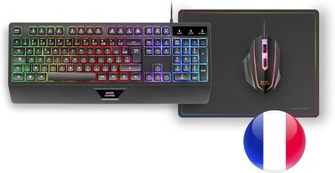 Ігровий комбо MARSGAMING MCP124: Клавіатура H-Mech LED RGB, Миша 3200DPI HUANO, Килимок Nanotextil 360x260mm, ESP Layout, Чорний