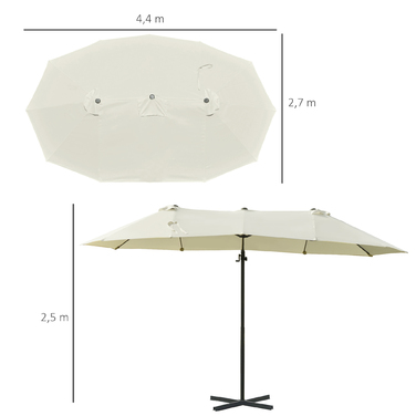 Outsunny Double Canopy Umbrella, Pergola Umbrella, Double Umbrella with Crank, Adjustable Garden Umbrella, Sun Shade, Metal, Cream White, 440 x 270 x 250 cm | Aosom