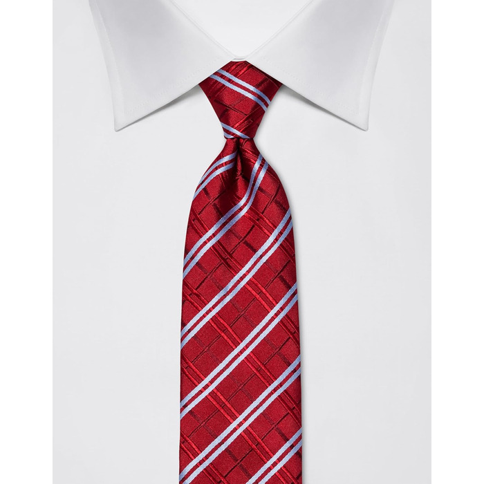 Краватка чоловіча Vincenzo Boretti, шовк, клітинка, бордовий, 8 см - для костюма та сорочки, діловий стиль, весілля