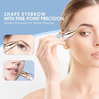 Триммер для обличчя та брів VG VOGCREST 2-в-1: бездротовий, з LED-підсвіткою, рожево-золотий/блакитний