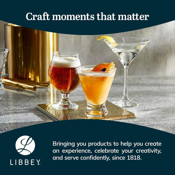 Бокали для Мартіні Libbey Entertaining Essentials, 237 мл, прозорі, набір 6 шт.