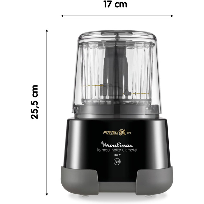 Подрібнювач кухонний Moulinex La Moulinette Ultimate 1000 Вт, 5 функцій, чорний (DP810810)
