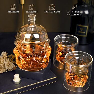 Whiskey Decanter and Whiskey Glasses Set, 750ML Whiskey Decanter Gifts for Men, Whiskey Set for Bourbon, Single Malt, Jameson, Irish, Wine, Scotch, Brandy (Bottle Set)