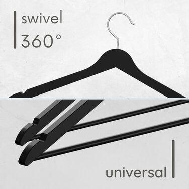 Плечики для одягу OGIVO з дерева, набір 10 шт. – обертовий гачок 360°, витончені вирізи на плечах, натуральне дерево (бук, береза, сосна, верба)