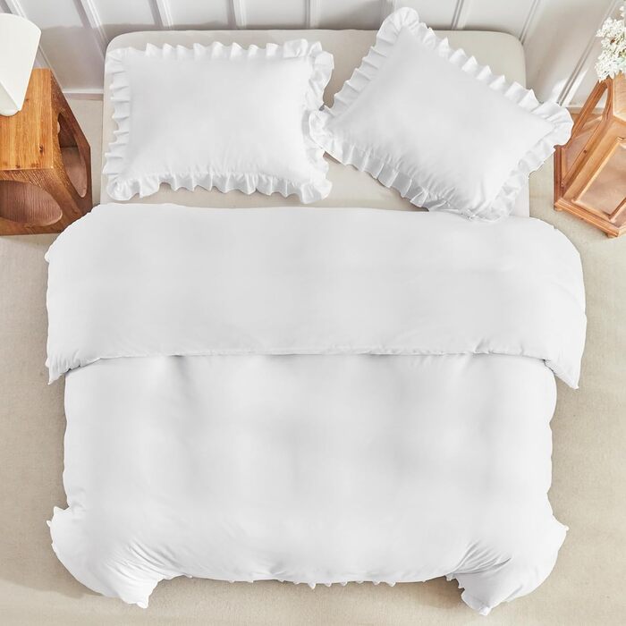 Комплект постільної білизни Tokokimo 220x240 3шт - мікрофібра, квіти, застібка на блискавку, для двоспального ліжка, сіро-коричневий (1x білий, 200x200 см)