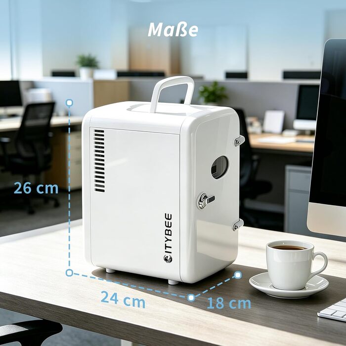 Міні-холодильник Citybee 4л з функцією охолодження та нагріву, 220V/12V – для дому, офісу, авто, кемпінгу (білий)