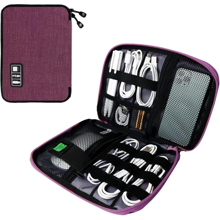 Органайзер для кабелів та аксесуарів для подорожей - LCSMAOKIN, фіолетово-чорний