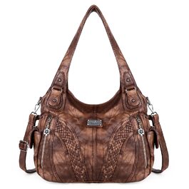 Сумка жіноча AngelKiss через плече, водонепроникна PU шкіра, коричнева. Багатофункціональна сумка-месенджер з кишенями на блискавці