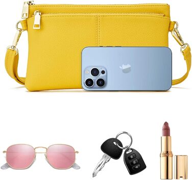 Жіноча сумка-месенджер зі шкіри, жовта - крос-боді, багатофункціональна, сучасна