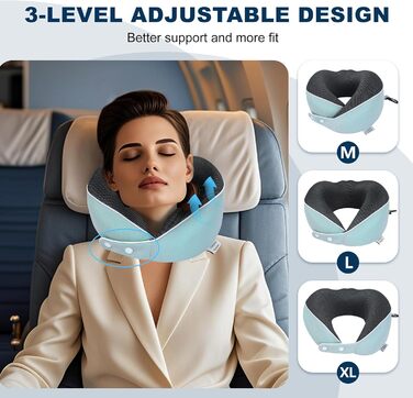 Подушка для шиї Comfy - подорожі літаком/автомобілем, memory foam, маска для сну, 360° підтримка (Морська блакить)