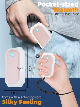 Електричні грілки для рук, багаторазові, 2 шт. в наборі, 3 режими нагріву, USB-зарядка, для чоловіків, на вулиці, кемпінг, полювання, рожеві
