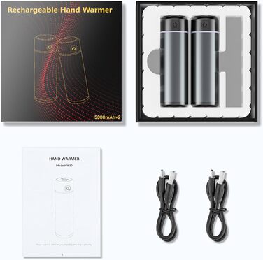 Електричні грілки для рук EXTSUD 2 шт. 5000mAh з USB-зарядкою, 3 режими нагріву, Powerbank для відпочинку на природі, подарунок