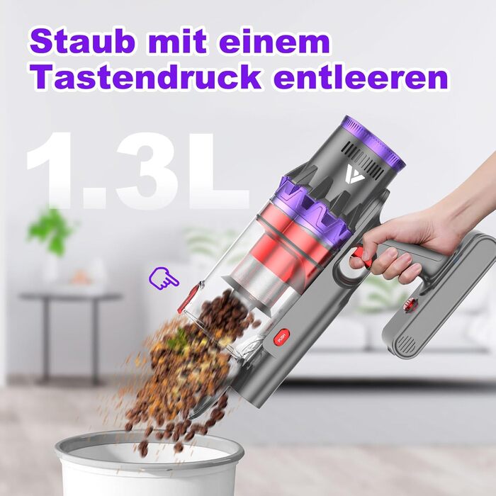 Coovy SU7 Cordless Vacuum Cleaner 580W, 45000Pa Suction, Up to 70 Minutes Runtime, Cordless Vacuum with Super Large Display, Automatic Mode Vacuum for Carpets, Pet Hair, and Hard Floors