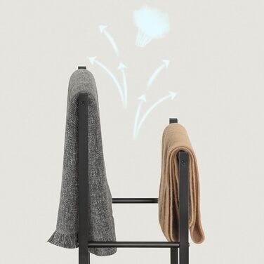 HOOBRO Тримач для рушників, підставка для рушників, драбина для рушників стояча з 2 перекладинами, для рушників, одягу, ковдр, газет, економія місця, стабільна, білий та натуральний колір, EWN02LB01 Білий + Натуральний (Греж + Чорний)