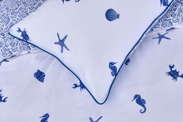 Набір постільної білизни Sleepdown, білий/блакитний, двоспальний комплект