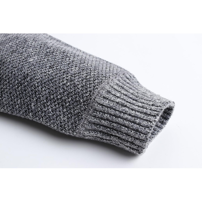 Чоловіча в'язана куртка-кардиган з коміром-стійкою та візерунком коси. Тепла флісова куртка з довгим рукавом для чоловіків (XXL, світло-сірий)