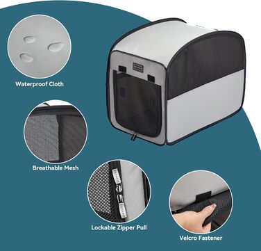 Клітка для собак Petsfit, складана, сіра, середнього розміру (68.5 x 39.5 x 56 см)