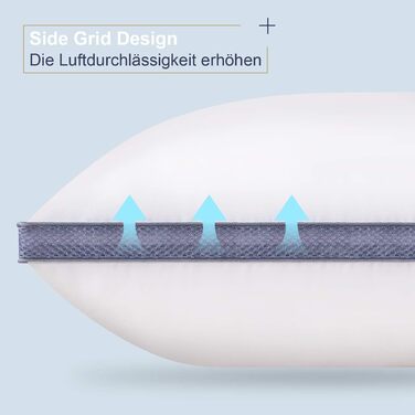 BedStory Pillow 40x80, 2-Pack 40x80 Pillows, 2x850g 100% Microfiber, Supportive, Breathable Sleeping Pillow, Suitable for Side Sleepers, Back Sleepers, and Stomach Sleepers, White 2 Pieces (1 Pack) White+Blue