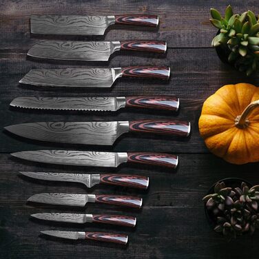 Набір кухонних ножів Gustrug 8 предметів з нержавіючої сталі, гострі ножі з ергономічною ручкою, подарункова коробка, для дому та ресторану