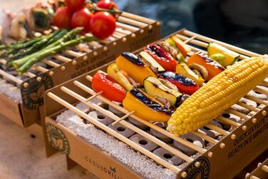 Набір з 5 екологічних одноразових грилів CasusGrill, біо-бамбуковий, без диму, розмір 31x24 см, швидкий старт 5 хв, тривалість горіння понад 1 годину, знижені CO2-викиди