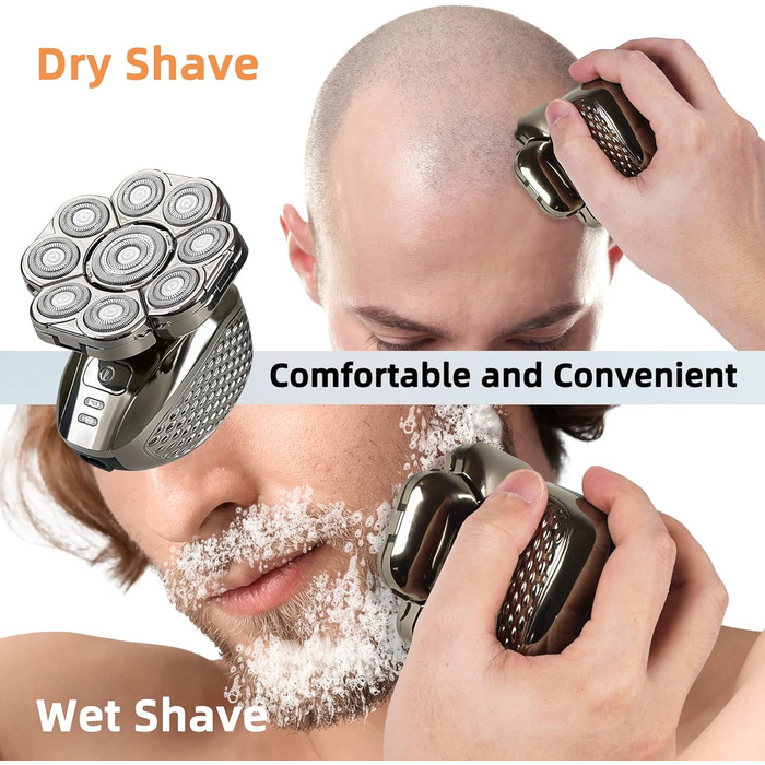 Електричний гоління для чоловіків Glatzen, IPX7 водонепроникний, 9D гнучкий плаваючий головний блок, для мокрого та сухого гоління, LED-дисплей, 120 хвилин роботи від акумулятора, 6-в-1 набір для догляду (9D)