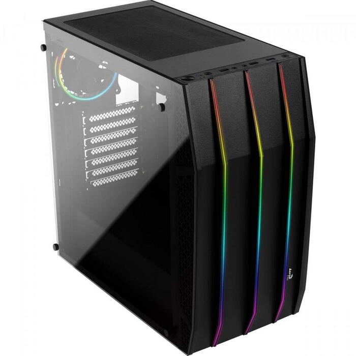 Ігровий корпус AeroCool KLAW ATX, загартоване скло, RGB підсвітка, 3 RGB вентилятори, чорний