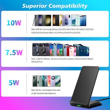 Бездротова зарядка Inductive Stand - Швидка зарядка для iPhone, Samsung, Google. Підставка для телефону.