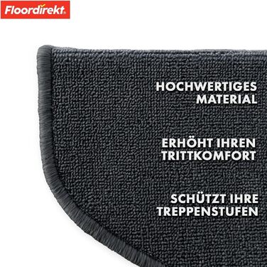 Килимок для сходів Floordirekt 15 шт. (65x23 см, напівкруглий, антрацит) - самоклеючий, для внутрішніх сходів