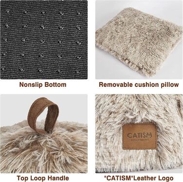Cat Bed Washable Cat Sleeping Place for Cats Cat Cave Plush Pet Cat Head Pillow Cat House Cat Cushion Fluffy Kitten Puppy Snuggle Bed Pet Bed White (Coffee, Medium)