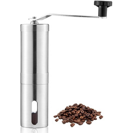 Ручна кавомолка OverTwice з нержавіючої сталі та керамічним жорном, для Aeropress, крапельного фільтру, еспресо, френч-пресу, турецького варіння