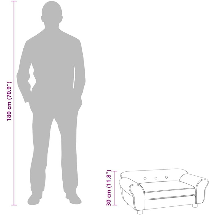 Софа для собак VidaXL, темно-блакитна, 72x45x30 см, плюшеве ліжко для собак та котів