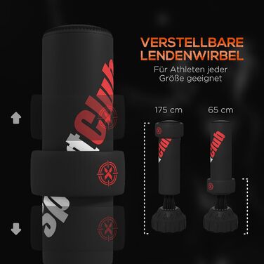 Стенд-боксерський мішок SPORTNOW, 65-175 см, з сорбентом, боксерські рукавиці, обладнання для боксу та кікбоксингу, пластик, чорний