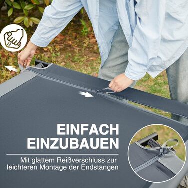 Розкладне ліжко EVER ADVANCED для кемпінгу: 214x106 см, 300 кг, XXL, стабільне, для відпочинку на природі та вдома, зелений/сірий