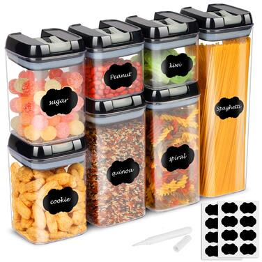 Набір контейнерів для зберігання продуктів 7 шт. - герметичні, з етикетками, для кухні