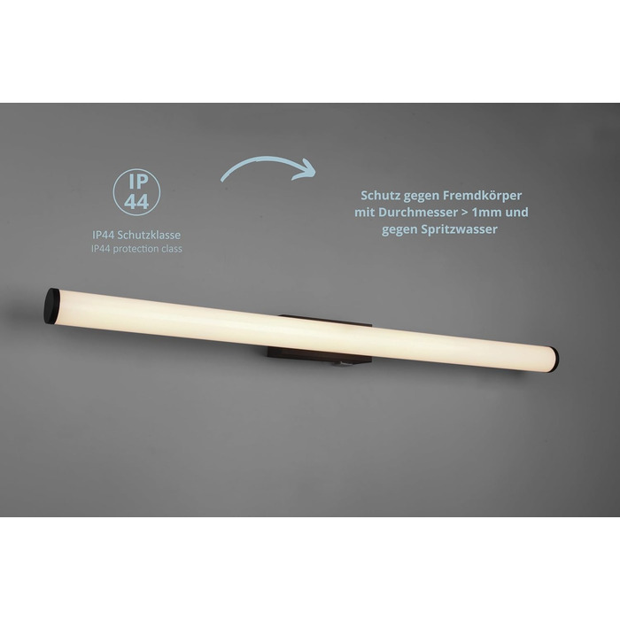 Lightling LED Wall Light, Bathroom Light, Mirror Light Leo, Protection Class IP44, in matte black metal, 80.4 x 5.5 x 8.5 cm