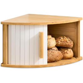 Бротокнига Praknu з дерева з ковзними дверцятами - Економія місця - Зберігає хліб свіжим - Легка збірка з інструкцією (Білий)