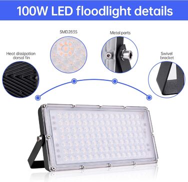 LED Floodlight 300W 30000LM Spotlight Outdoor Floodlight, 3000K Warm White Floodlight - IP65 Waterproof Floodlight Outdoor Wall Lights for Garden, Terrace, Garage, Sports Field, Factory, Workshop (10 Pieces, 100W Warm White)