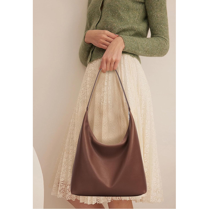 Сумка жіноча KALIDI Shopper з PU шкіри, велика сумка-тоут Hobo, темно-коричнева для роботи, навчання, повсякденного використання