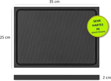 Кухонна дошка з пластику для нарізання, чорна, 35x25x2 см, із соковловлювачем, HACCP, для гастро, підходить для посудомийної машини, міцна, не тупить ножі, різні кольори та розміри