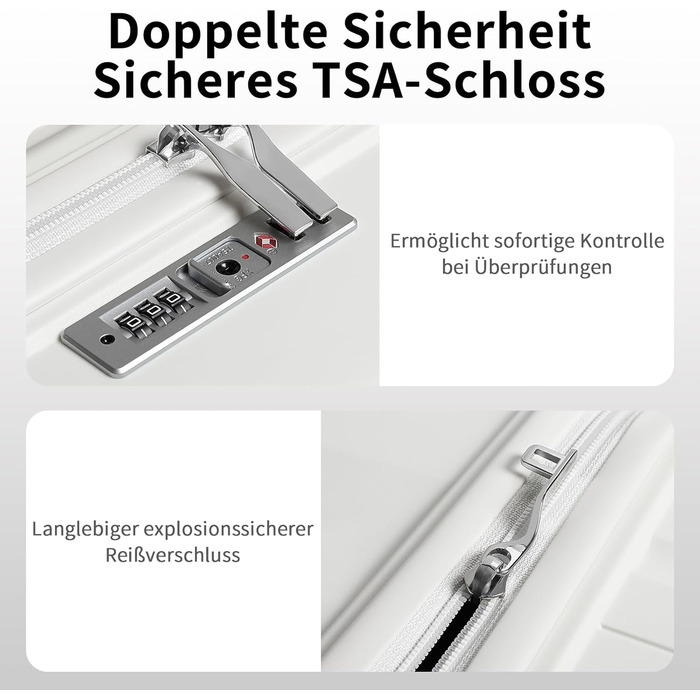 KONO Валіза ручної поклажі 55см з поліпропілену, 4 колеса, TSA-замок, 55x40x20см (Крем-білий)