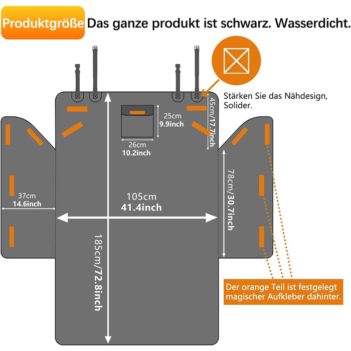 Захисна килимок для собак у багажник, універсальний, нековзний, водонепроникний, для заднього сидіння, зносостійкий, можна прати, для подорожей в авто, вантажівці, SUV (чорний)